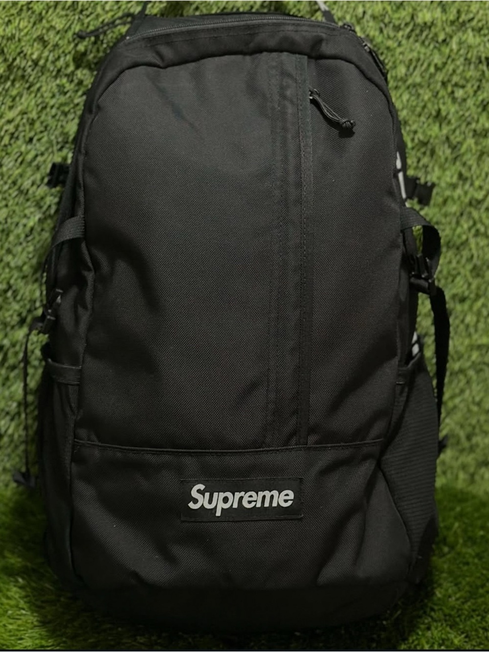 Supreme Black Backpack with White Logo
